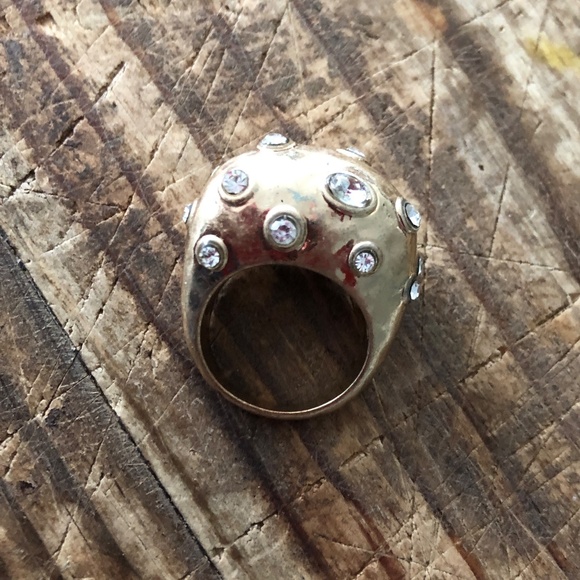 Gold 60's style color Cocktail Ring size 9 - Picture 2 of 4